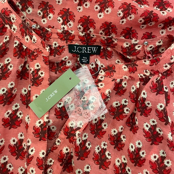 NWT!! J. CREW Cabana Mini Dress Block Print Ramie Coral Multi Cover Up XXS - Picture 13 of 16